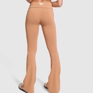 Victoria's Secret PINK Cotton Foldover Flare Leggings Toffee Small (Reg) NEW